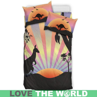 Australian bedding set - kangaroo and koala sunset K5-BEDDING SETS-HP Arts-Bedding Set - Black - AUSTRALIA KOALA AND KANGAROO IN SUNSET BEDDING SET C1-Twin-Black-Vibe Cosy™