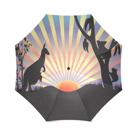 AUSTRALIA KOALA AND KANGAROO IN SUNSET UMBRELLA K5-FOLDABLE UMBRELLAS-HP Arts-One Size-Vibe Cosy™