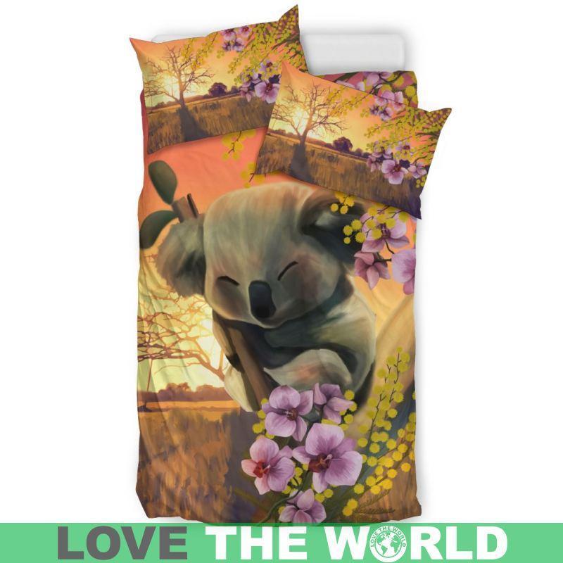 Australia Koala Bedding Set H5-BEDDING SETS-HP Arts-Bedding Set - Black - AUSTRALIA KOALA BEDDING SET D5-Twin-Black/White-Vibe Cosy™