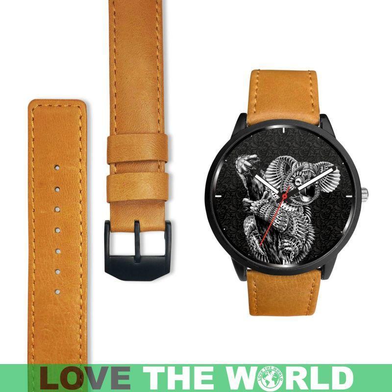 AUSTRALIA KOALA LEATHER/STEEL WATCHES T1-LEATHER-STEEL WATCHES-HP Arts-Mens 40mm-Brown-Vibe Cosy™