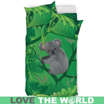Australia Koala On The Jungle 02 Bedding Set K5-BEDDING SETS-HP Arts-Bedding Set - Beige - AUSTRALIA KOALA ON THE JUNGLE BEDDING SET 02-Twin-Vibe Cosy™