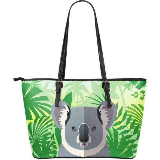AUSTRALIA KOALA ON THE JUNGLE LARGE LEATHER TOTE BAG K5-LEATHER TOTES-HP Arts-AUSTRALIA KOALA ON THE JUNGLE LARGE LEATHER TOTE BAG C1-Vibe Cosy™