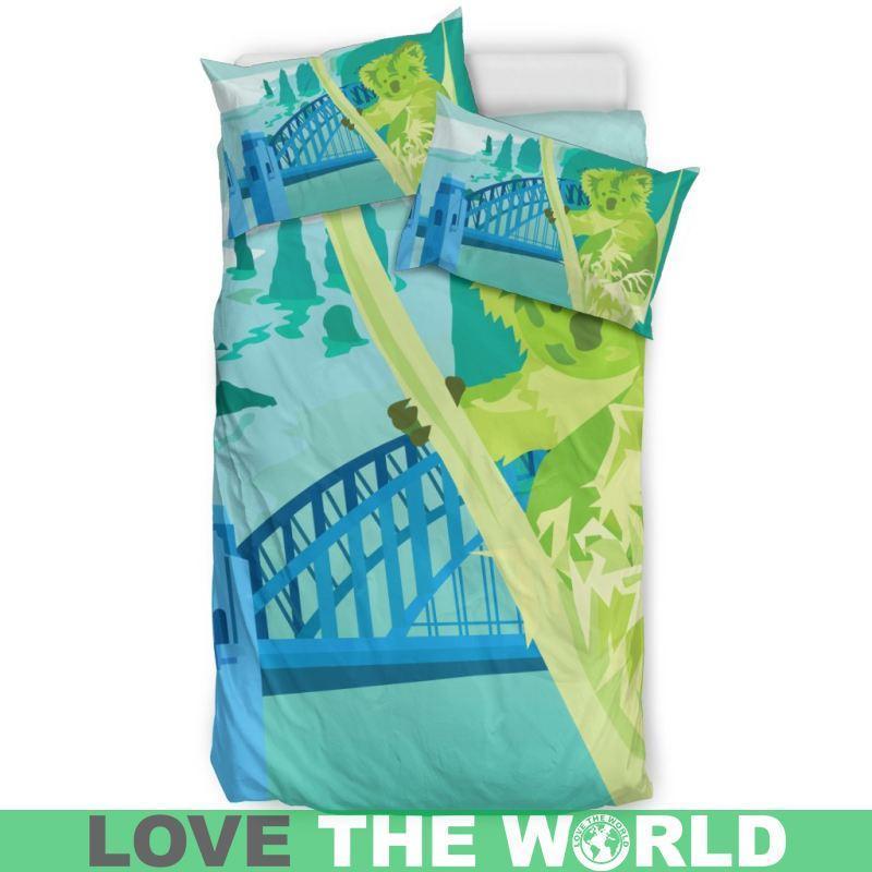 Australia Koala On The Tree Bedding Set K5-BEDDING SETS-HP Arts-Bedding Set - Black - AUSTRALIA KOALA ON THE TREE BEDDING SET C1-Twin-Vibe Cosy™