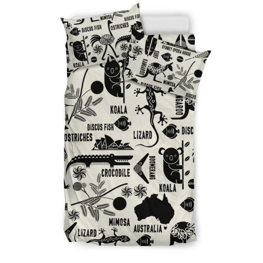 AUSTRALIA SYMBOLS BEDDING SET - HM-BEDDING SETS-HP Arts-Bedding Set - Black - Black-Twin-Vibe Cosy™