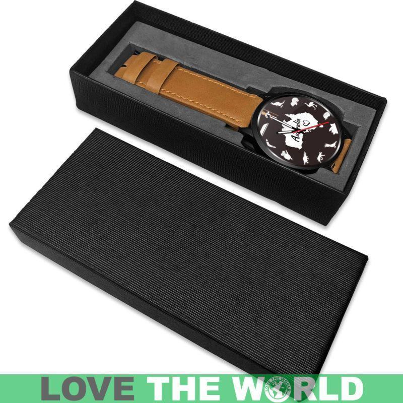 Australia Watch - Australian Symbols Leather-Steel Watch A3-LEATHER-STEEL WATCHES-HP Arts-Mens 40mm-Brown-Vibe Cosy™