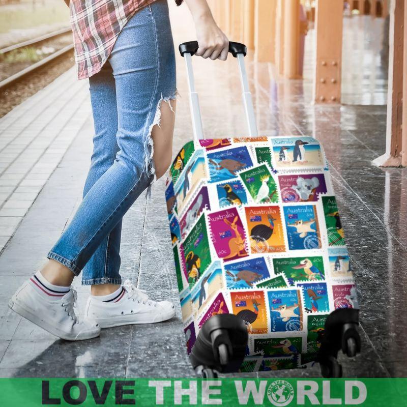 AUSTRALIAN STAMPS LUGGAGE COVER K5-LUGGAGE COVERS-HP Arts-Luggage Covers - AUSTRALIAN STAMPS LUGGAGE COVER C1-Small 18-22 in / 45-55 cm-Vibe Cosy™