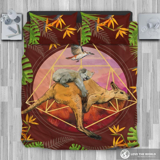 Australian Bedding Set - Animal™ K5-BEDDING SETS-HP Arts-Red - Inner Color Black-Queen/Full-Red-Vibe Cosy™