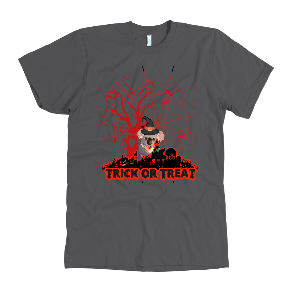Australian Koala Trick or Treat Halloween Red T-Shirt 01 H9-T-SHIRTS-HP Arts-American Apparel Mens-Asphalt-S-Vibe Cosy™