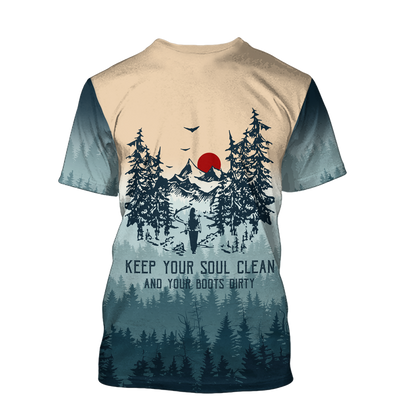 Hiking trails open Born to hike 3D all over printed shirts