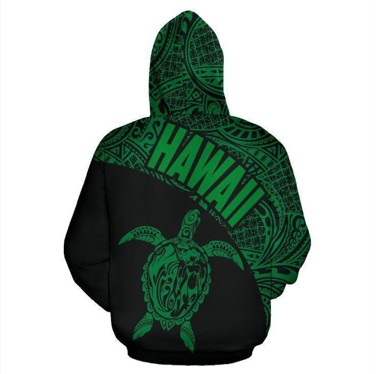 Hawaii Hoodie Turtle Mermaid Polynesian Wave - Green Hoodie-Apparel-Phaethon-Hoodie-S-Vibe Cosy™