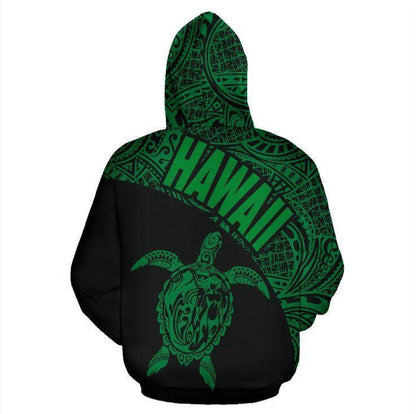 Hawaii Hoodie Turtle Mermaid Polynesian Wave - Green Hoodie-Apparel-Phaethon-Hoodie-S-Vibe Cosy™