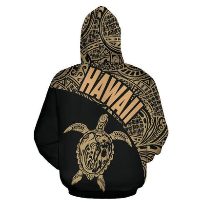 Hawaii Hoodie Turtle Mermaid Polynesian Wave - Gold Hoodie-Apparel-Phaethon-Hoodie-S-Vibe Cosy™
