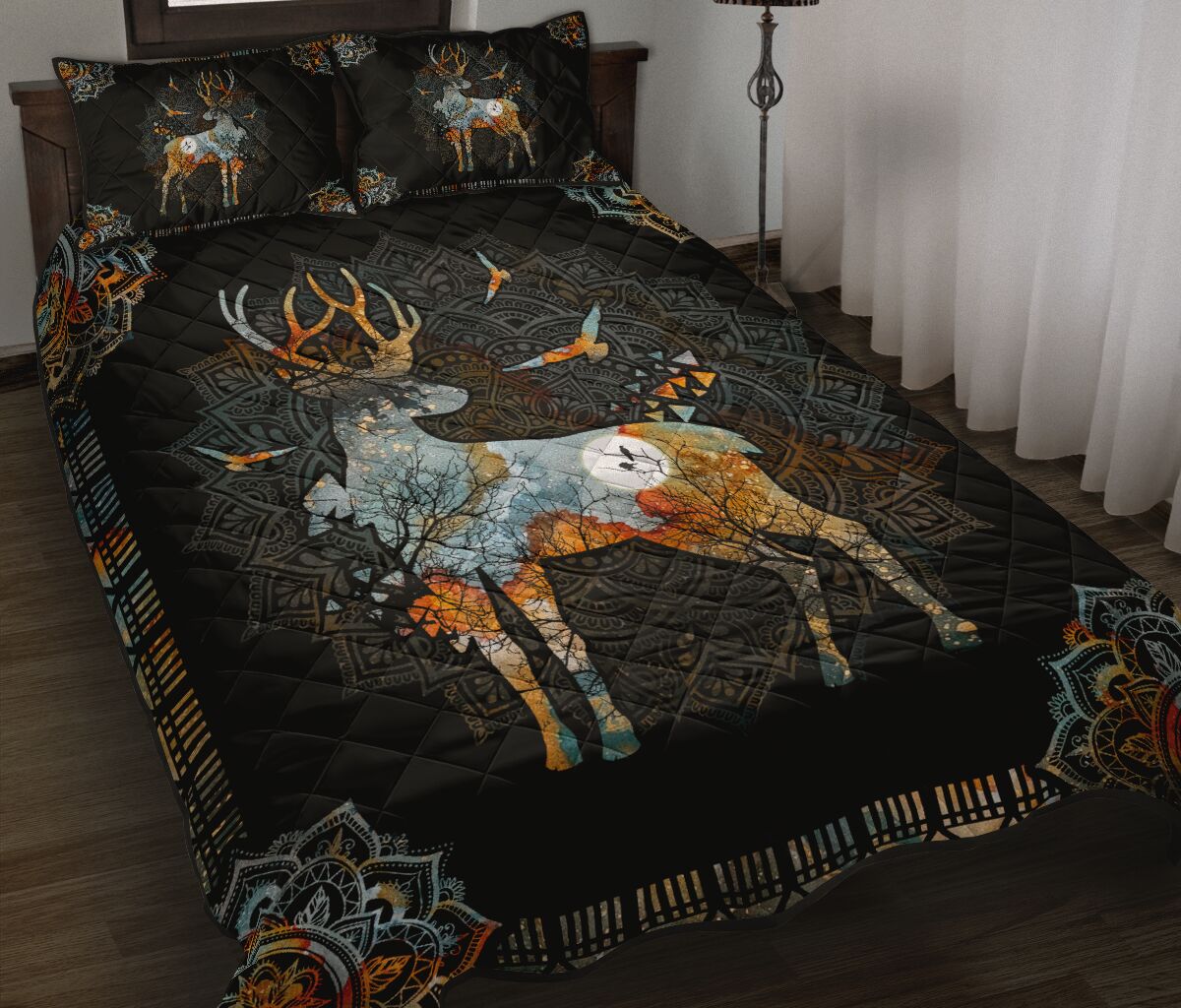 VIntage Mandala Deer Quilt Bedding Set HAC270508-Quilt-MP-Twin-Vibe Cosy™