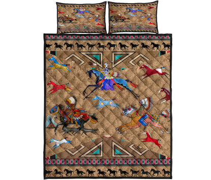 Native American Horses Pattern Quilt Bedding Set MP226S1-Quilt-MP-Twin-Vibe Cosy™