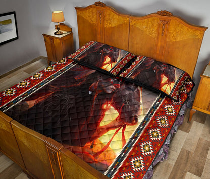 Native American Man And Horse Quilt Bedding Set NTN08102001S-MEI