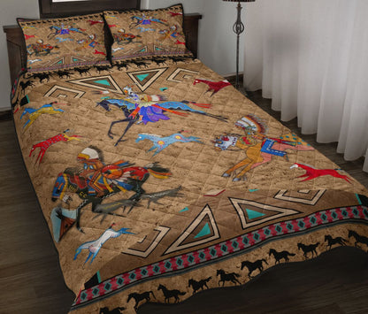 Native American Horses Pattern Quilt Bedding Set MP226S1-Quilt-MP-Twin-Vibe Cosy™