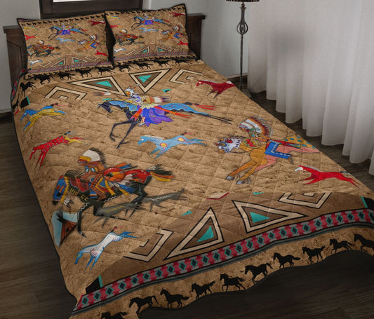 Native American Horses Pattern Quilt Bedding Set MP226S1-Quilt-MP-Twin-Vibe Cosy™