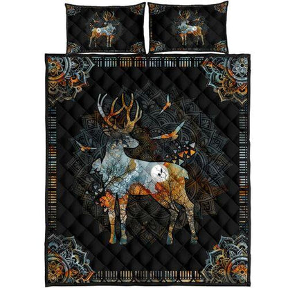 VIntage Mandala Deer Quilt Bedding Set HAC270508-Quilt-MP-Twin-Vibe Cosy™