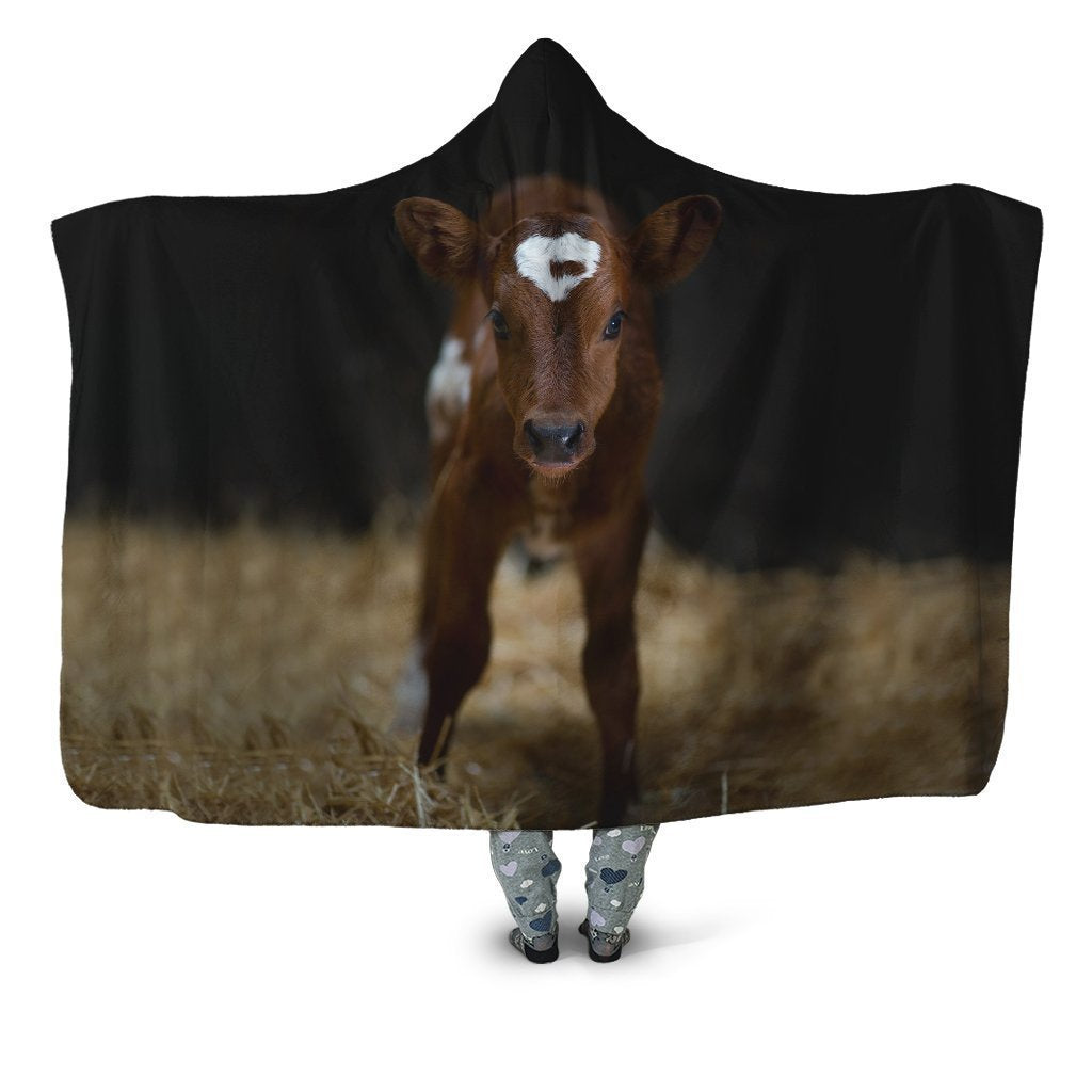 Beautiful Baby Cow Hoodie Blanket-Apparel-HD09-Hooded Blanket-Youth 49.6x59.05-Vibe Cosy™