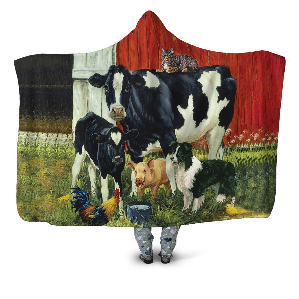 Animal in my famer Hoodie Blanket-Apparel-HD09-Hooded Blanket-Youth 49.6x59.05-Vibe Cosy™