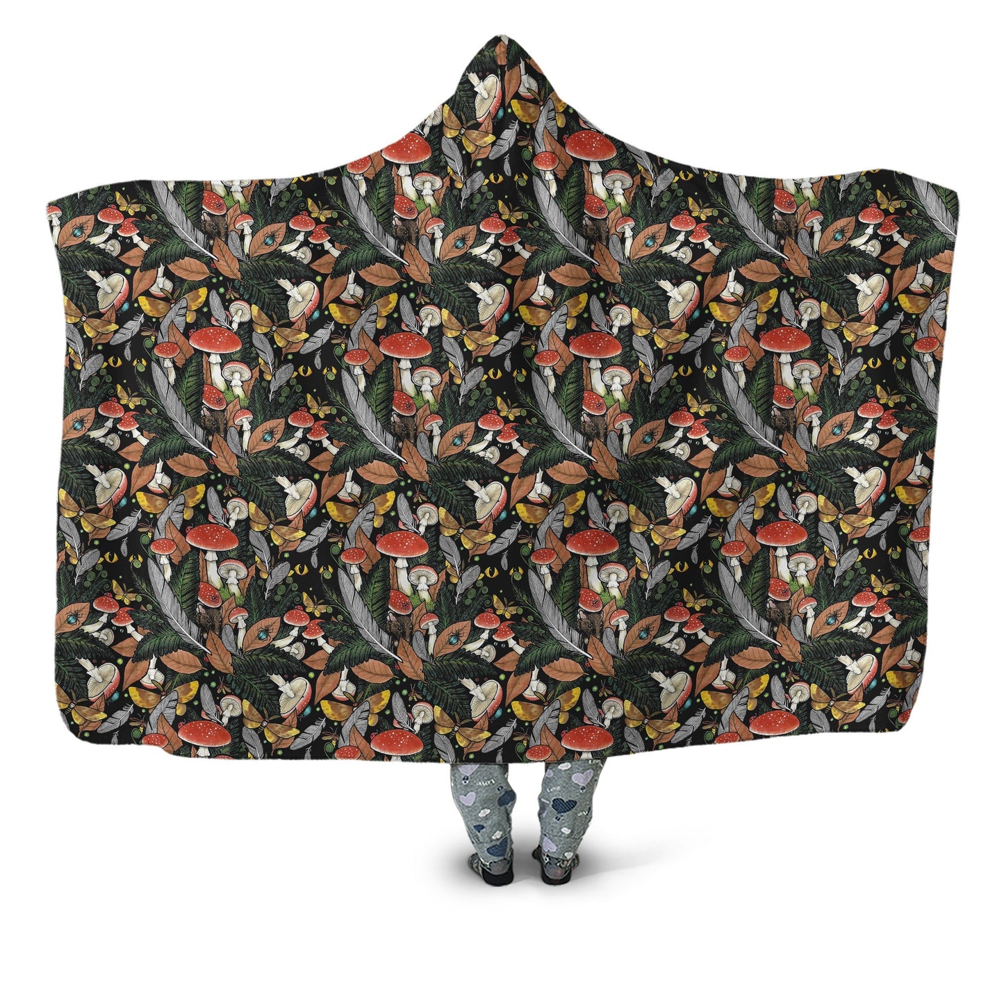 Beautiful Forest Mushroom Hooded Blanket-Apparel-NTH-Hooded Blanket-Youth 49.6x59.05-Vibe Cosy™