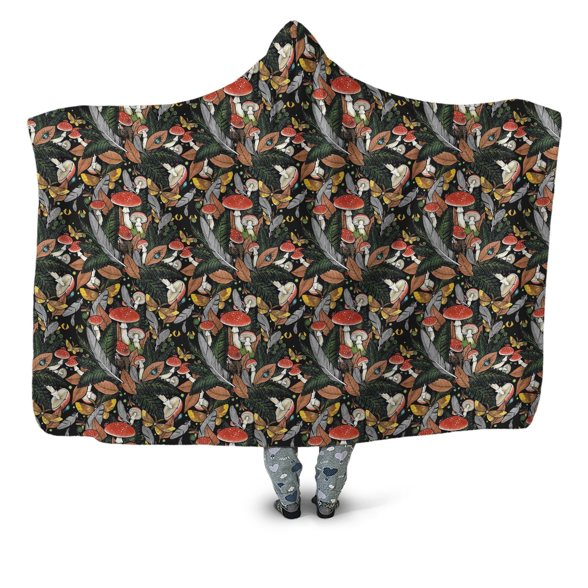 Beautiful Forest Mushroom Hooded Blanket-Apparel-NTH-Hooded Blanket-Youth 49.6x59.05-Vibe Cosy™