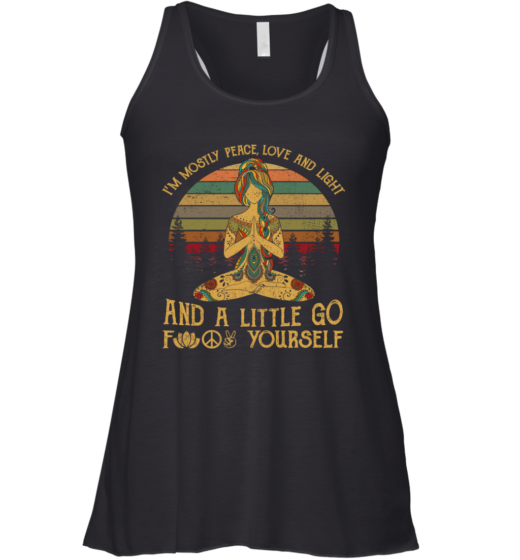 Yoga Funny Shirt I'm Mostly Peace Love and Light-Apparel-Amsbk-Hoodie-Black-S-Vibe Cosy™