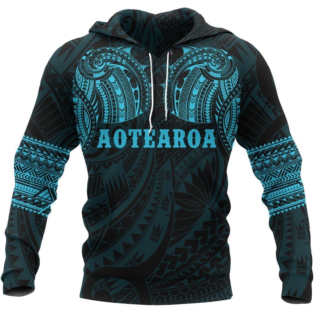 Aotearoa Maori Tattoo All Over Hoodie Blue NVD-Apparel-Dung Van-Hoodie-S-Vibe Cosy™