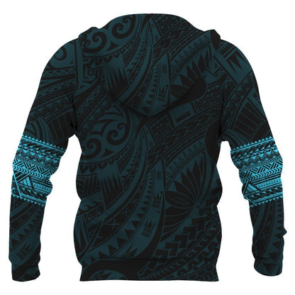Aotearoa Maori Tattoo All Over Hoodie Blue NVD-Apparel-Dung Van-Hoodie-S-Vibe Cosy™