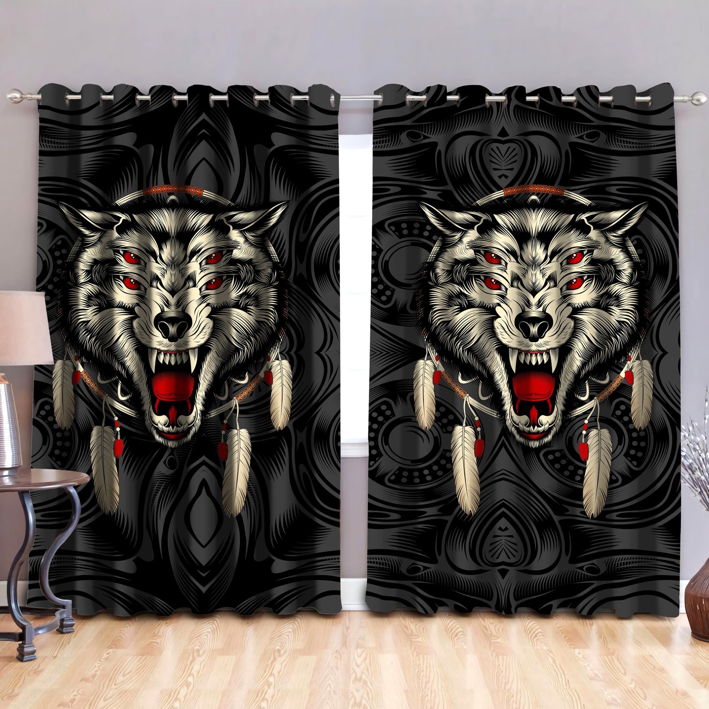 Wolf 3D All Over Printed Window Curtains
