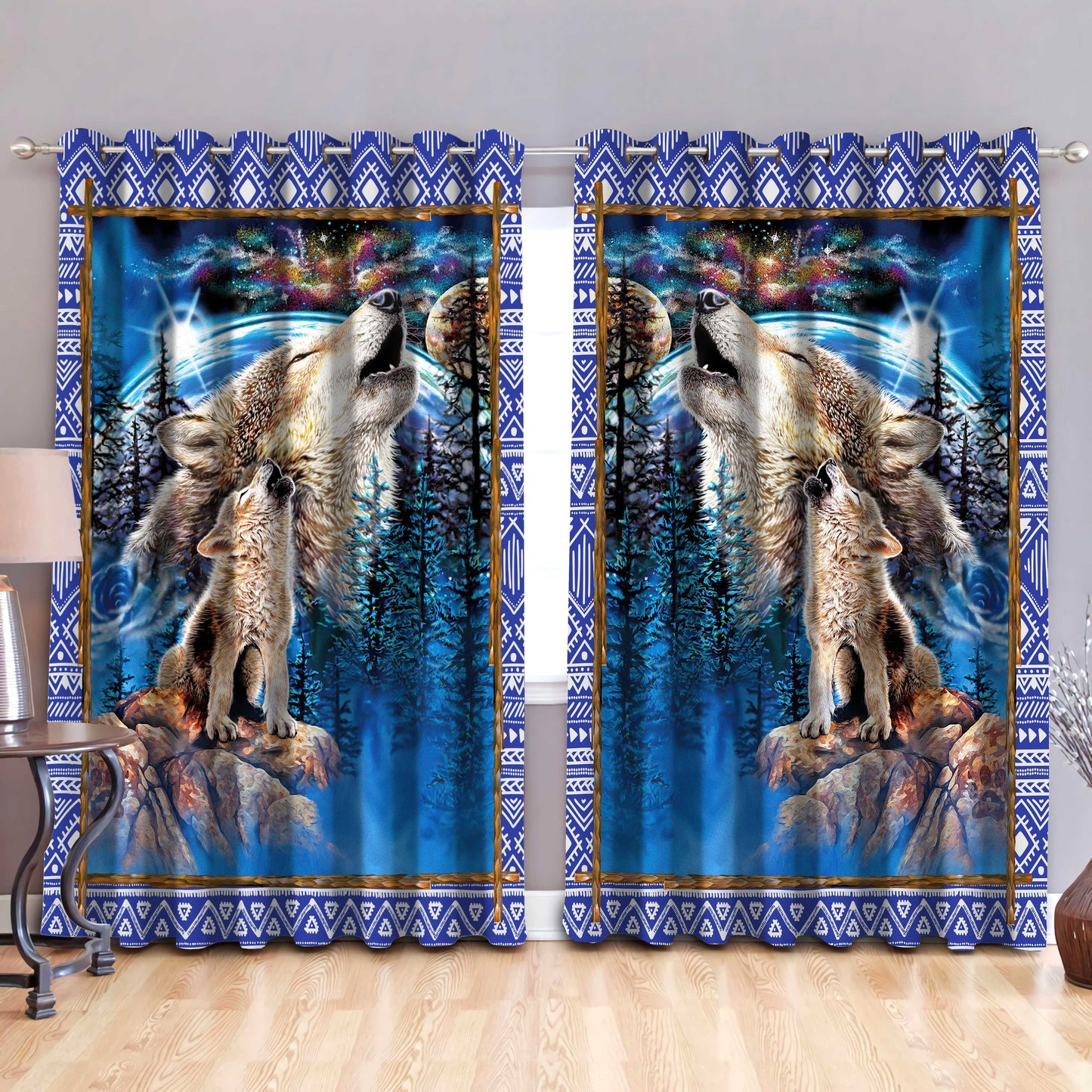Wolf 3D All Over Printed Window Curtains