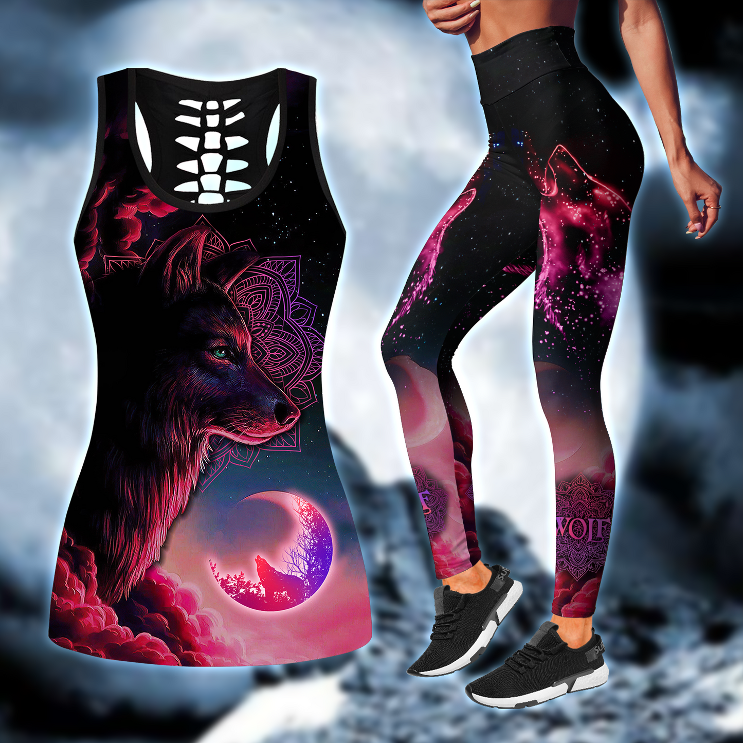 Wolf Spirit Combo Legging + Tank Limited by SUN AM290501-Apparel-SUN-S-S-Vibe Cosy™