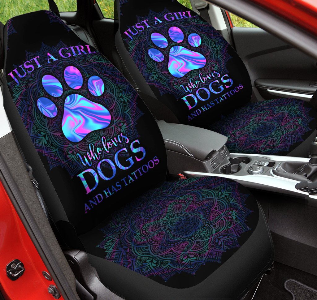 Girl loves dogs allover print car seat covers HAC100906