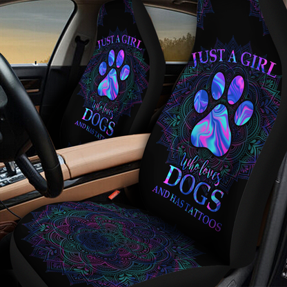 Girl loves dogs allover print car seat covers HAC100906
