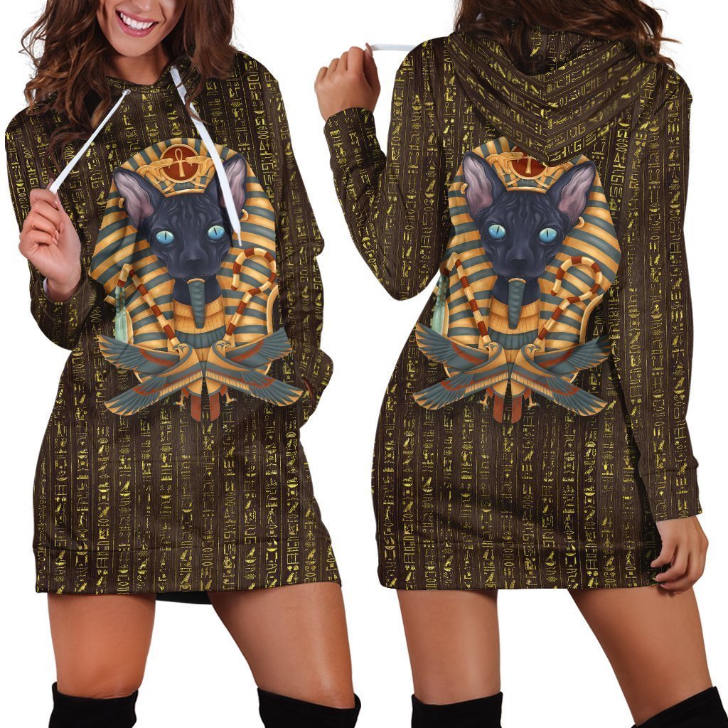 All Over Printed Cat King Hoodie Dress-Apparel-HbArts-Hoodie Dress-S-Vibe Cosy™