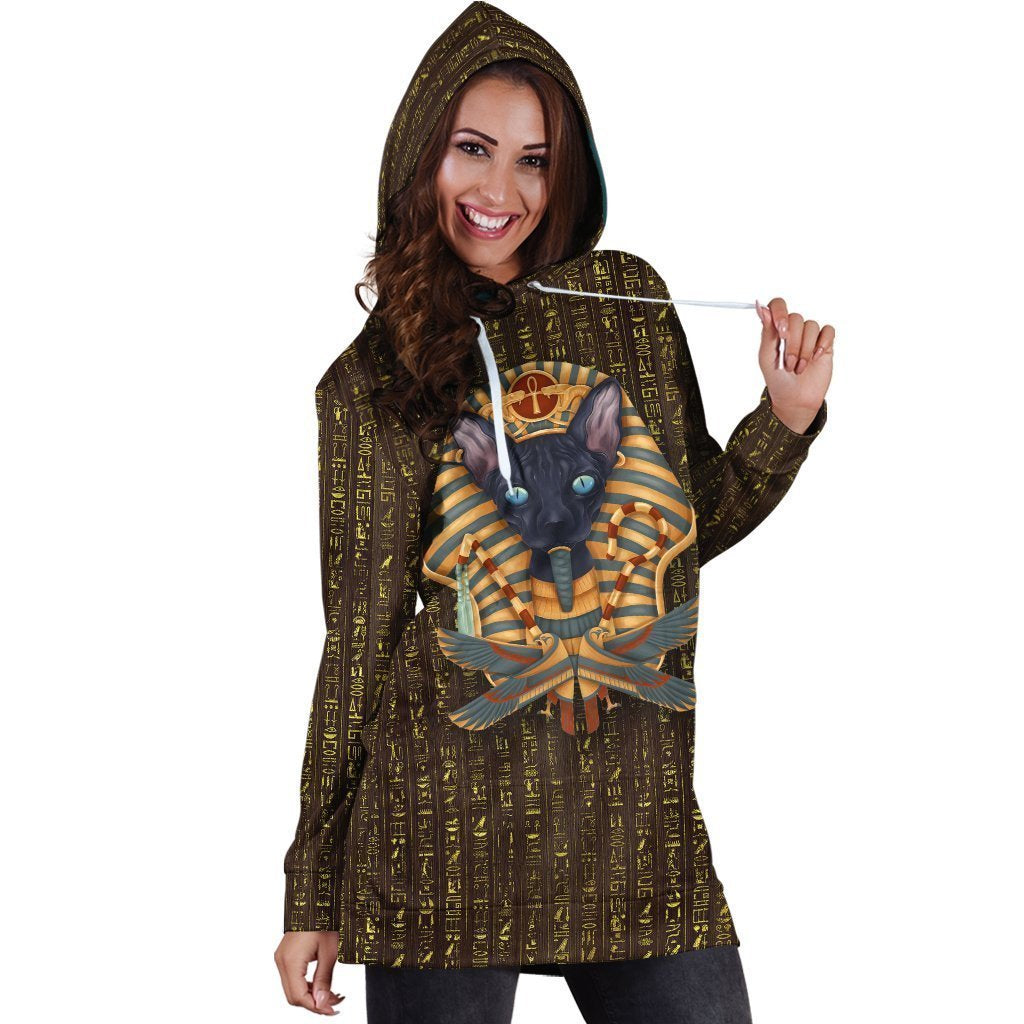 All Over Printed Cat King Hoodie Dress-Apparel-HbArts-Hoodie Dress-S-Vibe Cosy™