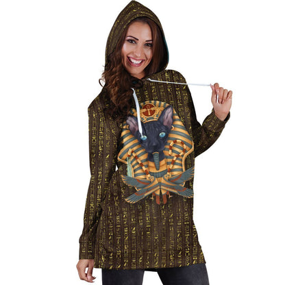 All Over Printed Cat King Hoodie Dress-Apparel-HbArts-Hoodie Dress-S-Vibe Cosy™