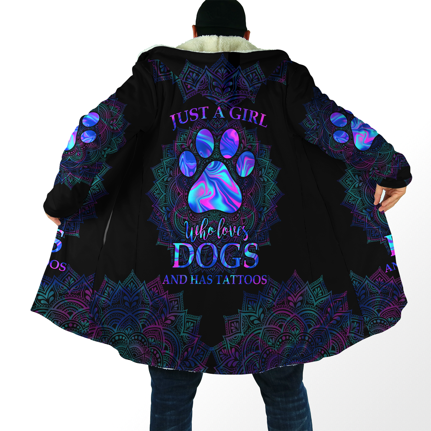 Girl loves dogs 3D Over Printed Cloak for Men and Women HAC100906