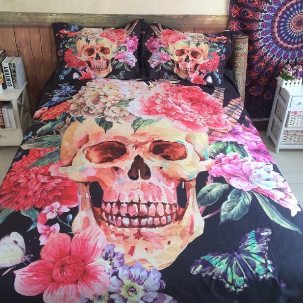 Flower Skull Bedding Sets-Bedding Set-6teenth Outlet-US Twin-Vibe Cosy™