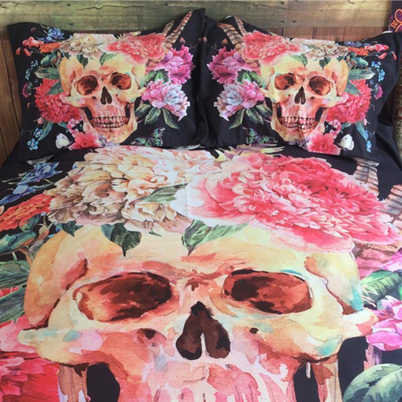 Flower Skull Bedding Sets-Bedding Set-6teenth Outlet-US Twin-Vibe Cosy™