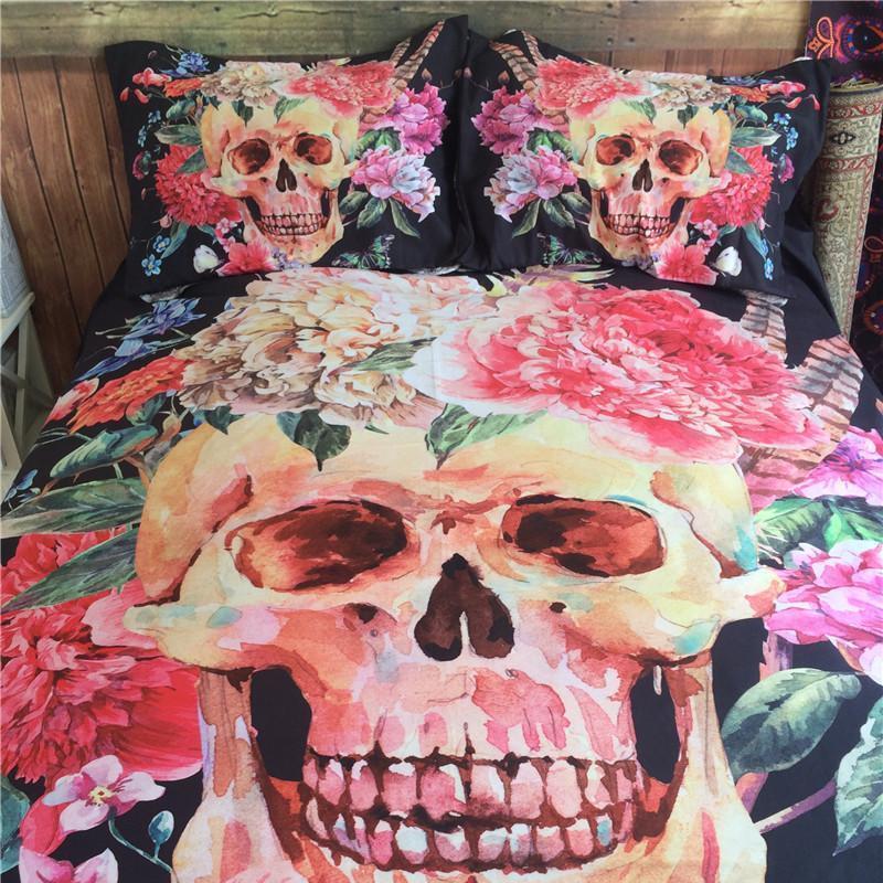 Flower Skull Bedding Sets-Bedding Set-6teenth Outlet-US Twin-Vibe Cosy™