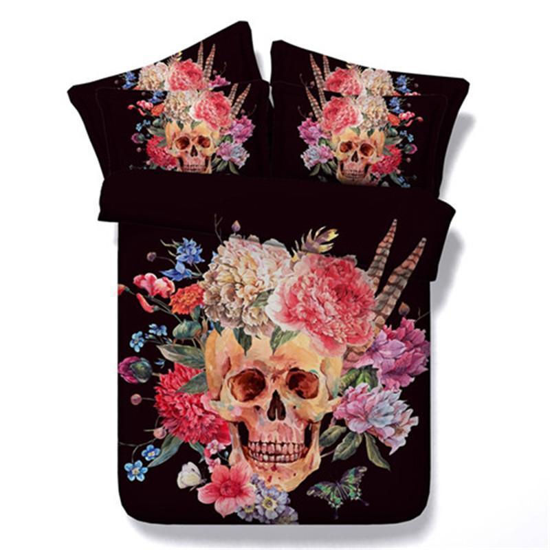 Flower Skull Bedding Sets-Bedding Set-6teenth Outlet-US Twin-Vibe Cosy™
