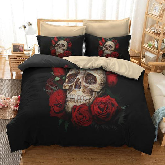 Skull and Rose - Bedding Set Cover-Bedding Set-6teenth Outlet-US Full-Vibe Cosy™