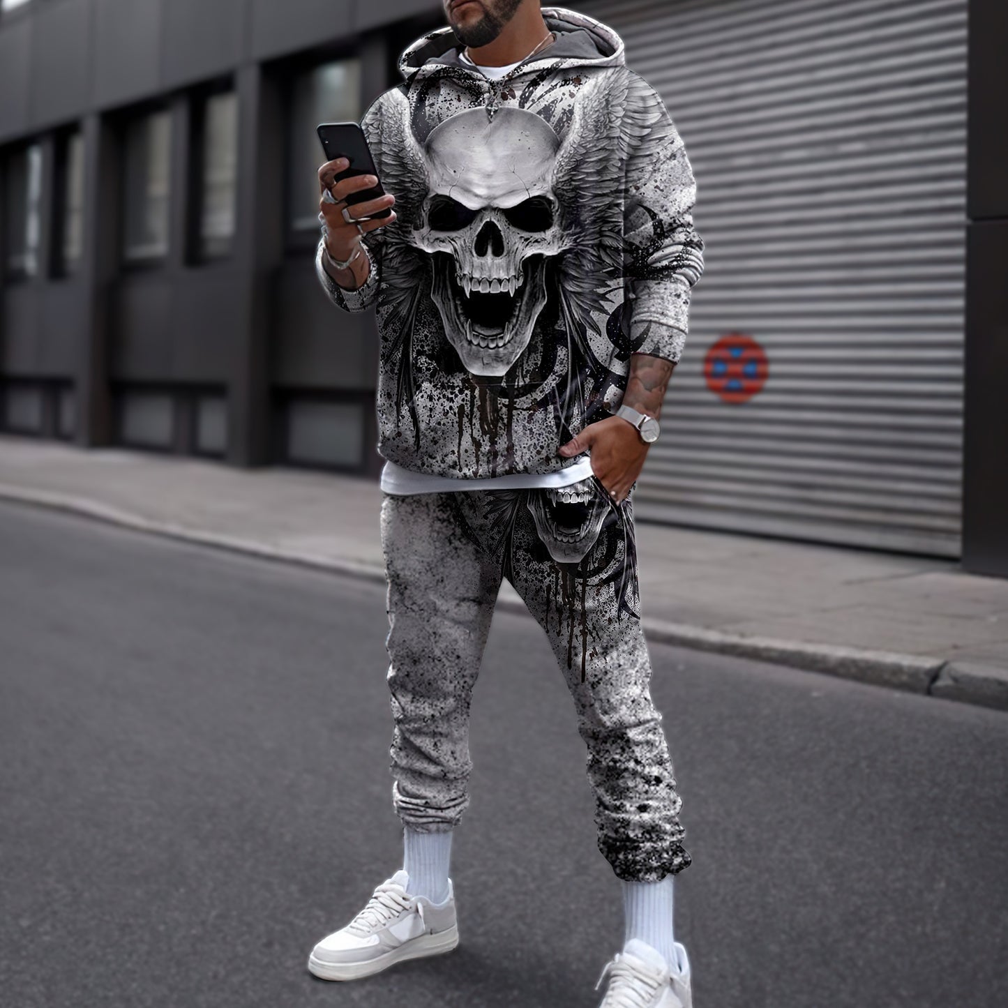 Skull With Angel Wings 3D All Over Printed Combo Hoodie + Sweatpant