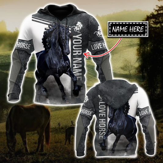 Personalized Friesian Horse 3D All Over Printed Unisex Shirts
