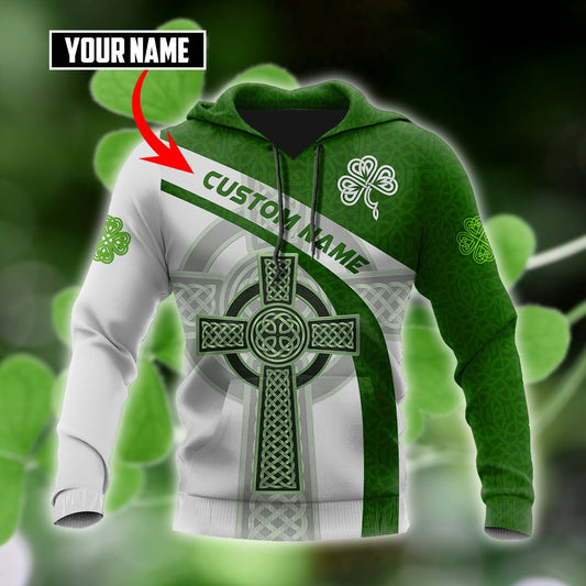Custom name Irish Celtic Knot Cross 3D Design print shirts