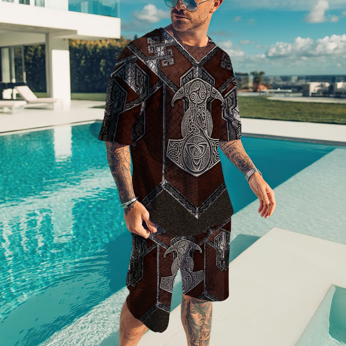 Viking 3D All Over Printed Combo T-Shirt BoardShorts