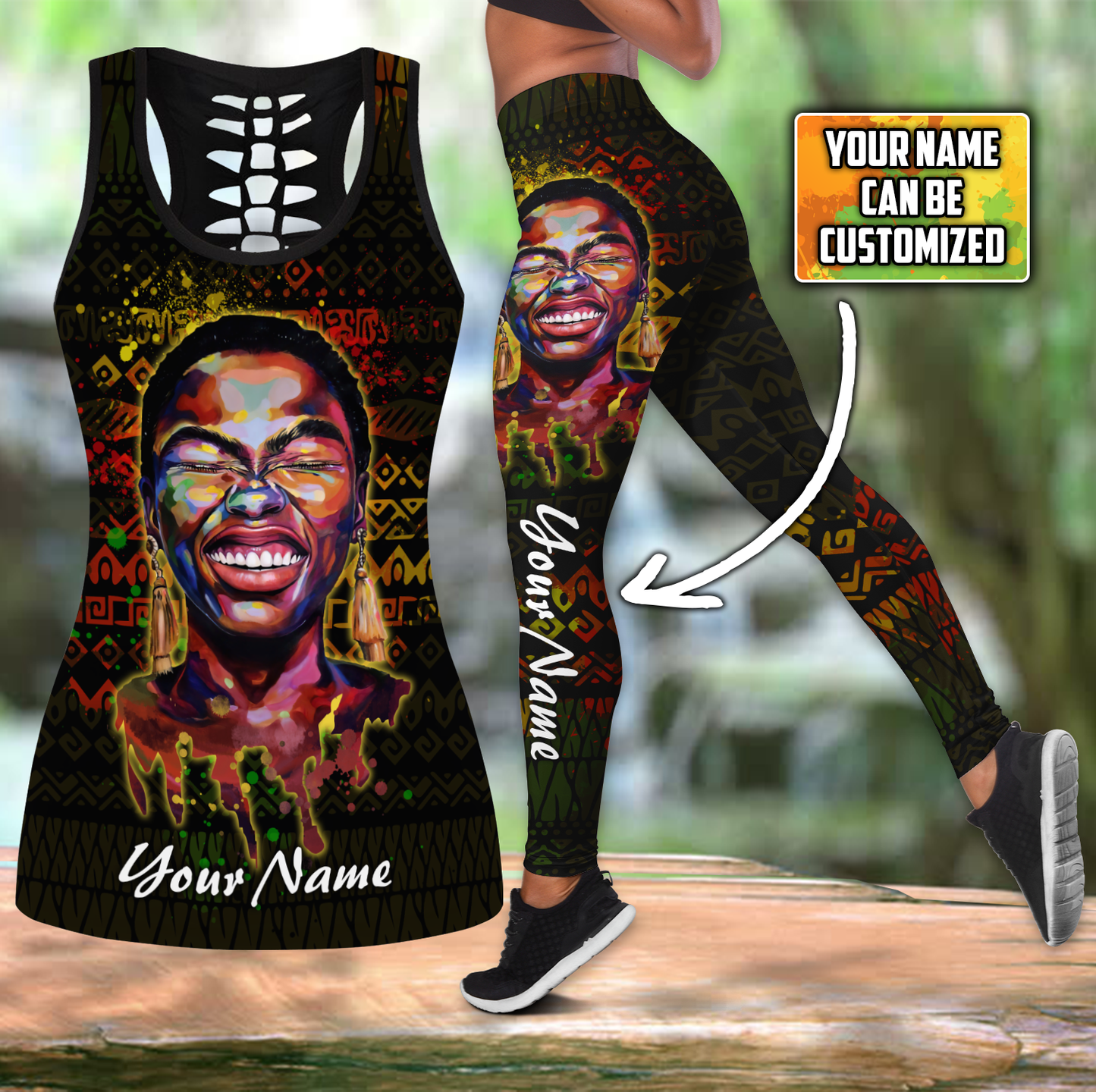 African American Art print combo legging tanktop JJ20052104 KT