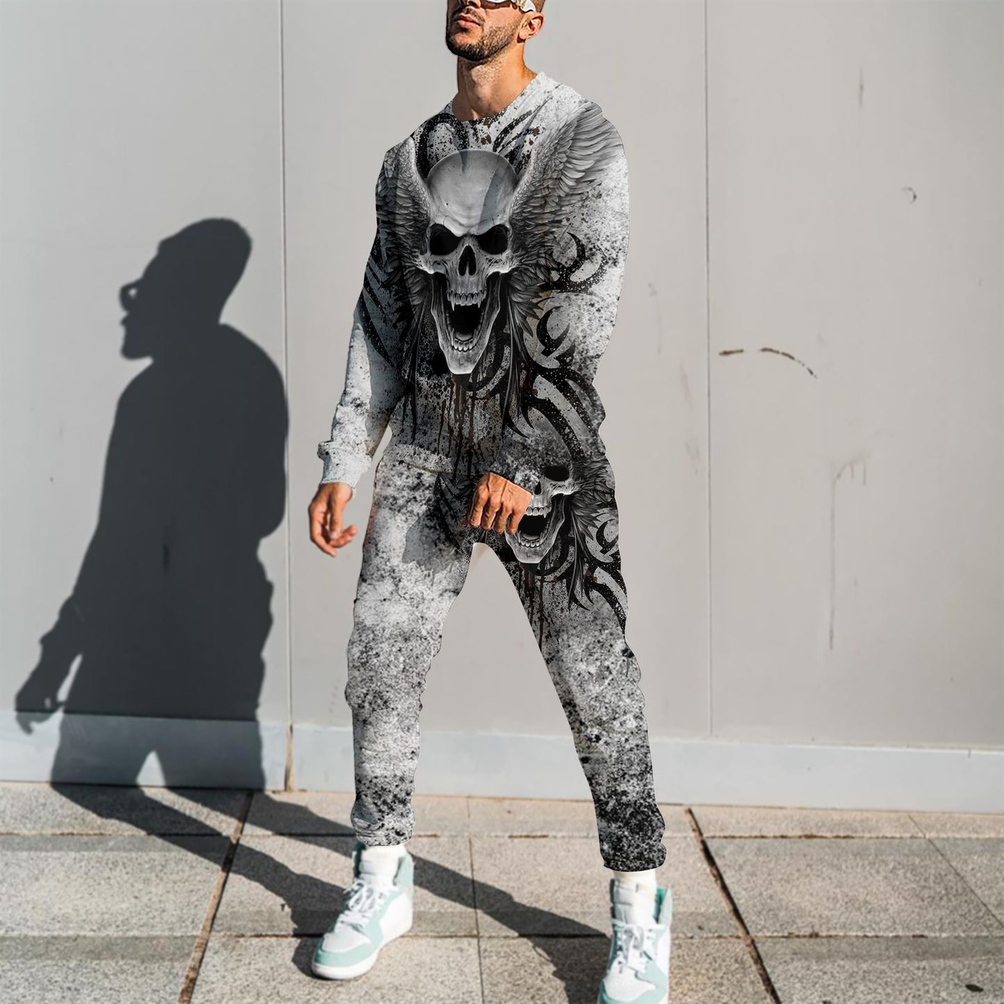 Skull With Angel Wings 3D All Over Printed Combo Sweater + Sweatpant