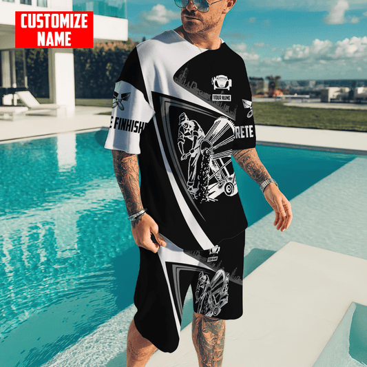 Customized Name Mixer Concrete Finisher 3D All Over Printed Combo T-shirt Boardshorts